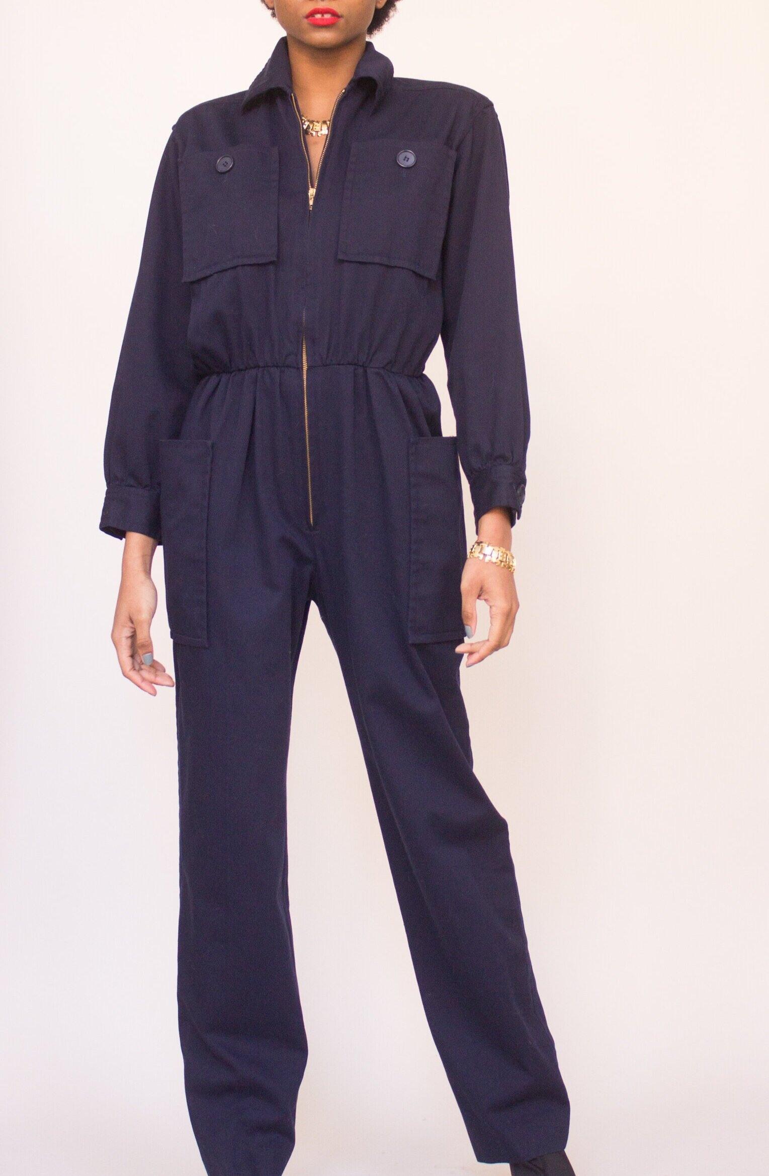 Early 1980s YSL Cotton Zip Up Jumpsuit — Wayward Collection